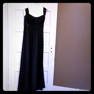 Black satin evening gown